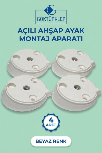 GÖKTÜRKLER Açılı Ahşap Masa, Sandalye, Sehpa Ayak Montaj Aparatı 4 Adet Beyaz...