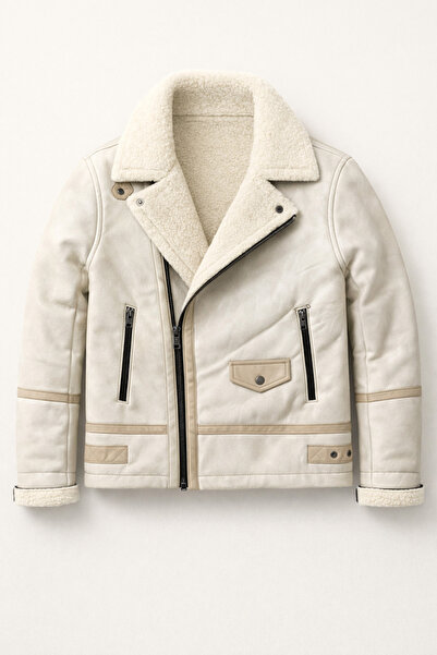 Fiyesmen معطف رجالي من الجلد الصناعي مع فرو -1119-