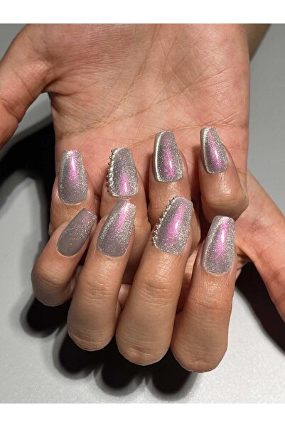 wow kutu Z013 M Beden Mor Simli Kedi Gözü Protez Jel Takma Tırnak Ve Aksesuarlar