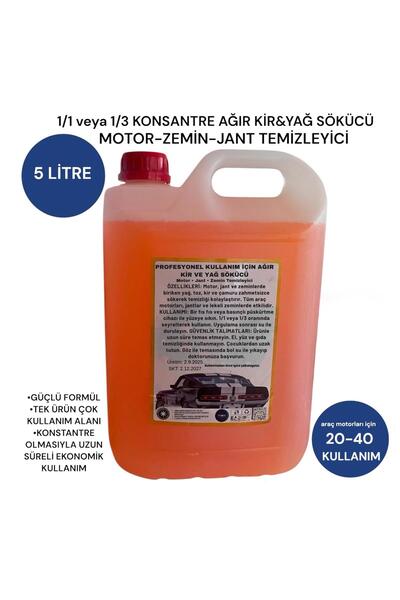 Şimal otokimya market Konsantre Ağır Kir ve Yağ Sökücü 5 Litre– Motor Jant Ze...