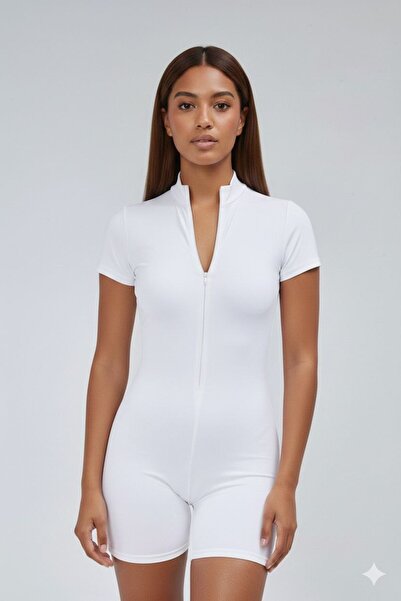 DALİAYILDIZ Şort Mayo Fermuarlı Spor Günlük Kullanım Tulum