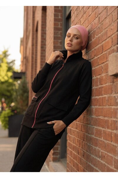 Mayovera Hijab Tracksuit Fuchsia Zippered