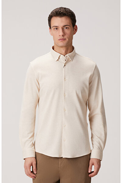 Network Bej Yün Karışımlı Örme Gömlek