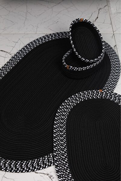 ModaCardin طقم سجاد حمام من الجوت والخوص مكون من 4 قطع - سلة على الطراز البوه...