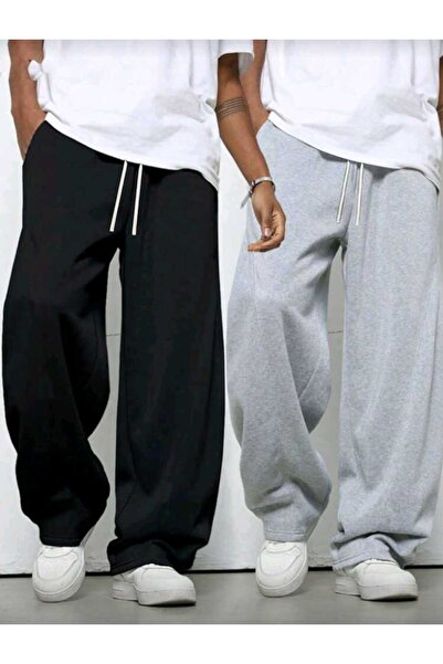 Genel Markalar EŞOFMAN ALTI 2(ADET) Siyah Gri Battal Büyük Beden Spor Giyim K...