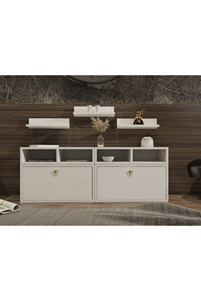 Nettrends Yerden Tasarruflu 2 Kapaklı Çok Amaçlı Dolap ve Dekoratif Duvar Raf...