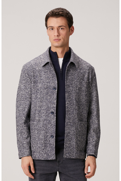 Network Lacivert Yün Karışımlı Örme Ceket