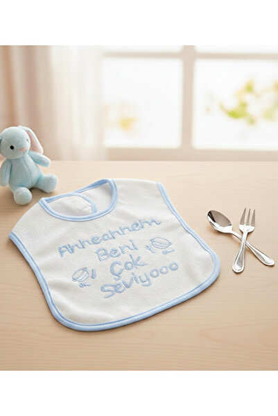 My Grandmother Me Multi-Level Food Bib Blue