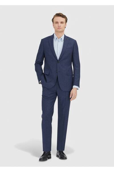 Ramsey Navy Blue Plain Regular Fit 100% Wool Suit
