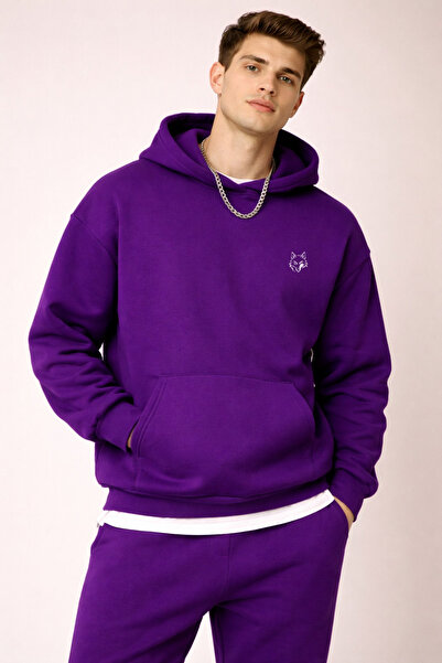 DEEPSENCE Hanorac unisex mov de iarnă tricou 3 fire gros cu fleece în interior