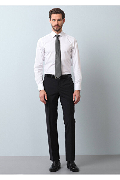Ramsey Black Straight Fabric Modern Fit Classic Wool Blended Pants