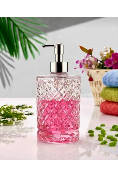 Kitchen Pembelia Lüks Cam Sıvı Sabun Bulaşık Deterjanı Şişesi Sabunluk
