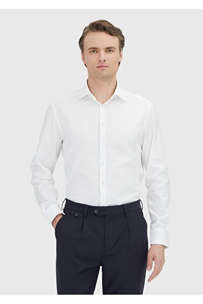 Ramsey Біла сорочка з класичним кроєм, з 100% бавовни, з білим візерунком
