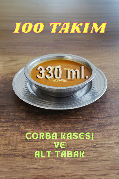 Binbir Trend Çekic Dövme Desenli Çorba Kasesi ve Alt Tabak Takımı, Çorbalık T...