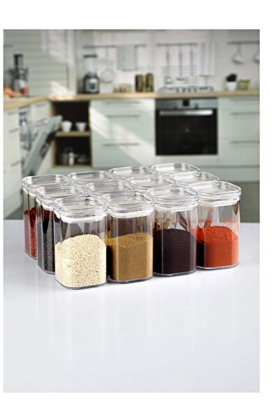Kitchen Pembelia 12’li Vakumlu 250 ml Premium Baharatlık Takımı Sızdırmaz-Akr...