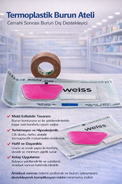 RINOface Rıno External Nasal Splınt Termal Burun Alçısı-ateli Alüminyum Mediu...