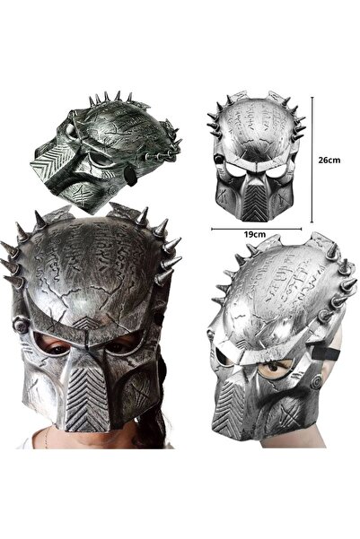 partidolu Halloween Sert Plastik Arkadan Lastikli Predator Film Maskesi Gümüş...