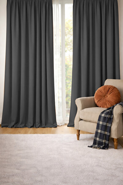 BD beyaz dokuma Perdele termică opace gri antracit, rezistentă la lumină (L X L)