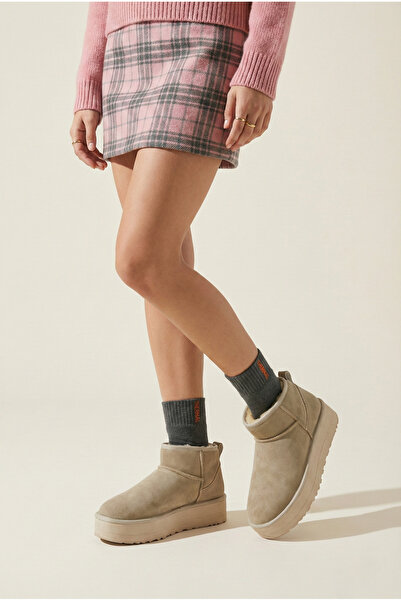 B Beşiroğlu Since 1980 Kadın Klasik Kürklü Süet Günlük Kullanım Taba Bot Clas...