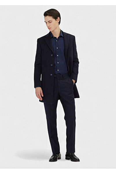 Ramsey Lacivert Regular Fit Klasik Dokuma Palto
