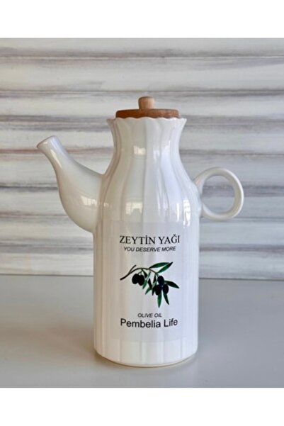 Pembelia Life Porcelain 1000ml Oil Pot with Olive Oil Label Daisy Model