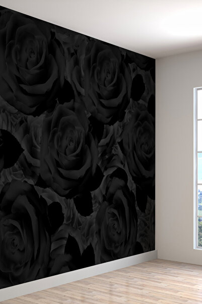 dreamwall Duvar Kağıdı Siyah Güller Desenli Silinebilir Sağlıklı Tekstil Duva...