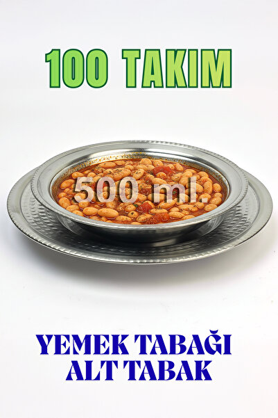 Binbir Trend Paslanmaz Çelik 2'li Yemek Tabağı Seti - Lokanta Tipi Krom Çukur...