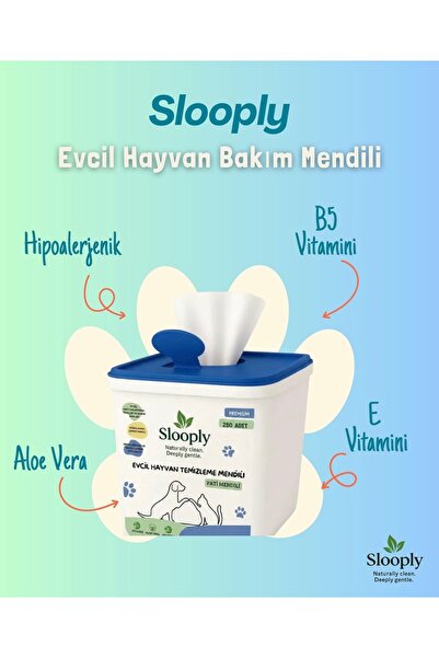 Slooply Premium 1x250 yaprak- Kova Evcil Hayvan Kedi Köpek pati ve Vücut Temi...