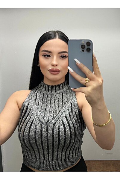 Asil Collection simli crop esnek kumaş model