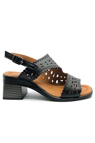 Venüs Lutra Genuine Leather Comfort Orthopedic Women's Sandals Black