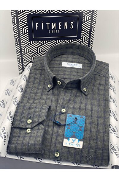 Fitmens Klasik Uzun Kol Kışlık Kareli Yaka Düğmeli Pamuklu Hediye Kutulu Erke...