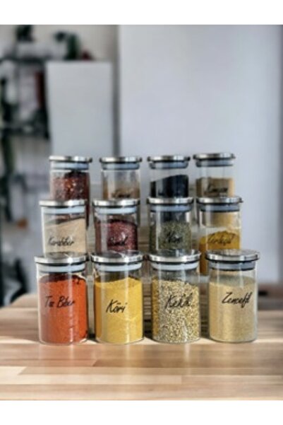 Pembelia Life 12’li Etiketli 250ml Metal Vakumlu Kapaklı Borosilikat Cam Baha...