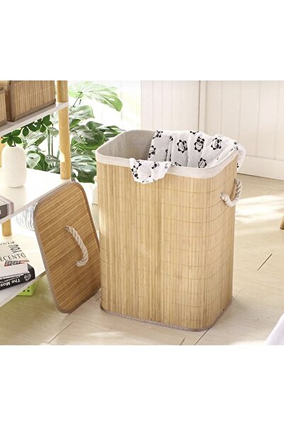 Kitchen Pembelia Hasır Çamaşır Sepeti Kare Kirli Çamaşır Sepeti İpli Naturel ...