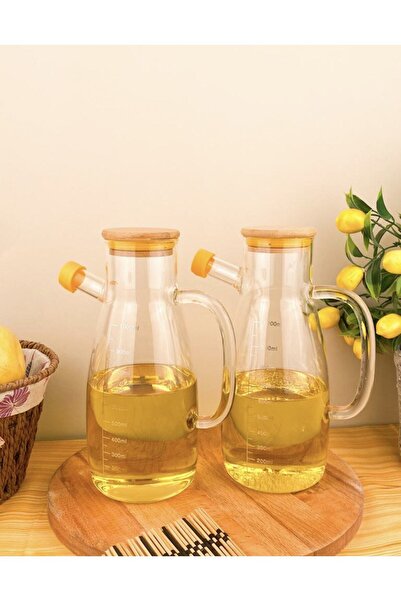 Pembelia Life 2’li Bambu Kapaklı 1000ml Borosilikat Cam Yağlık Sirkelik Yağda...