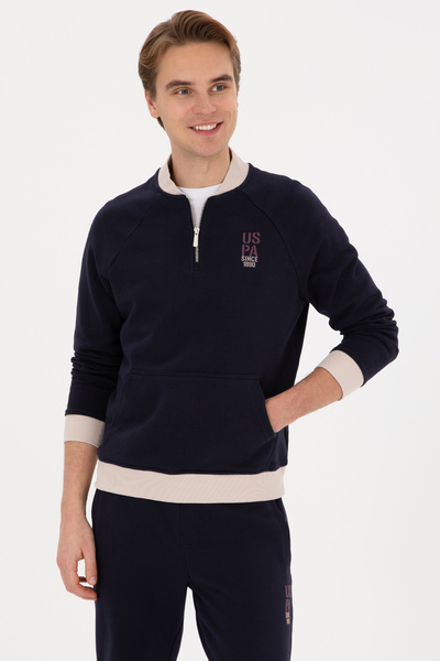 U.S. Polo Assn. Erkek Yarım Fermuarlı Comfort Fit Lacivert Basic Sweatshirt 5...