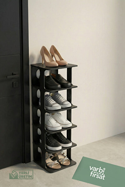 Varbifırsat Siyah 5 Katlı Ayakkabılık - Portatif Ayakkabı Standı