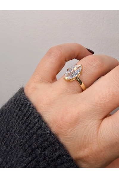 Finery by Nerrs Almond Stone Ring Model 1- (Free Size)