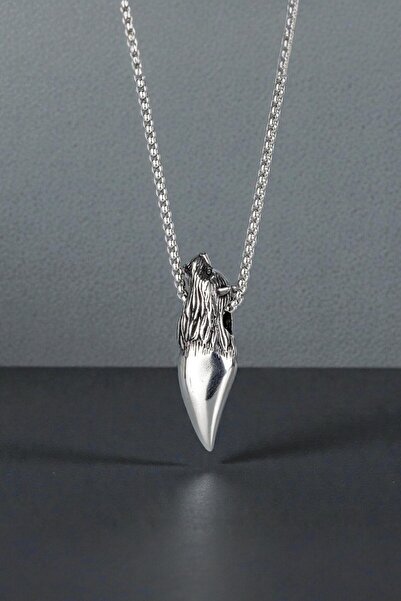 HERİF Wolf Tooth Motif Men's Steel Necklace