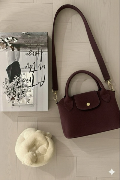 SİDEES ÇANTA Bordo Mini Deri Kadın Çapraz Askılı Çanta 24x15 CM