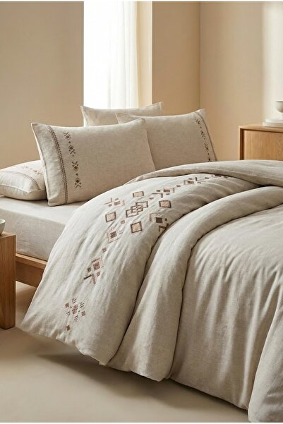 Altınbaşak Σετ Παπλωματοθήκη Ζευγάρι Κεντητό Λινό Opal Sabre - Custom