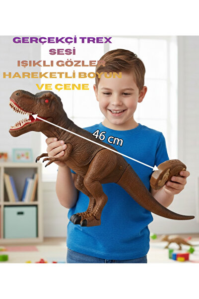 LRS STORE Pilli Dinozor Işıklı Sesli Kükreyen Yürüyen Gerçekçi Dinazor T-rex ...