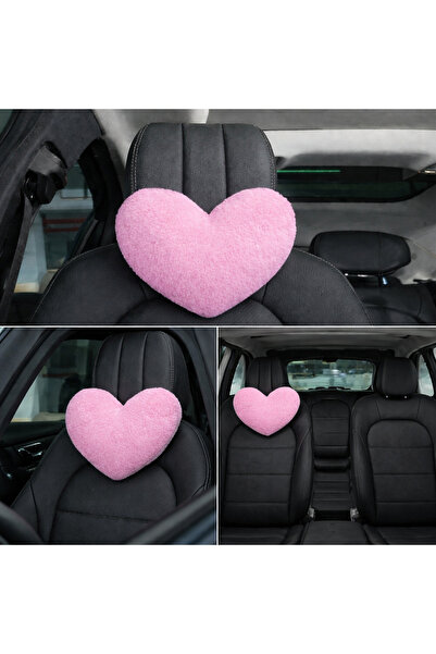 Yastıkland PEMBE KALP ARAÇ BOYUN YASTIĞI (2 ADETTİR) TÜM ARAÇLARA UYUMLUDUR