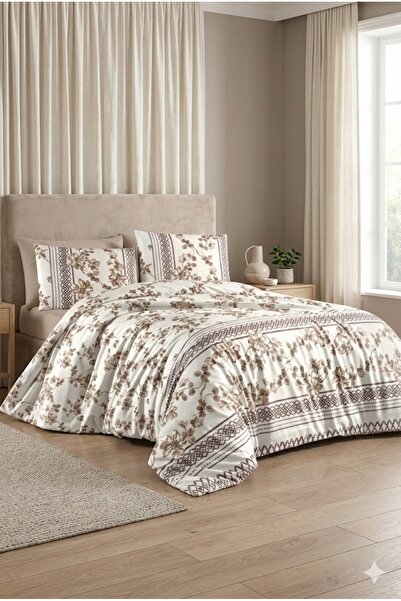 Taç Terry Cotton Laura Bej Tek Kişilik Nevresim Takımı