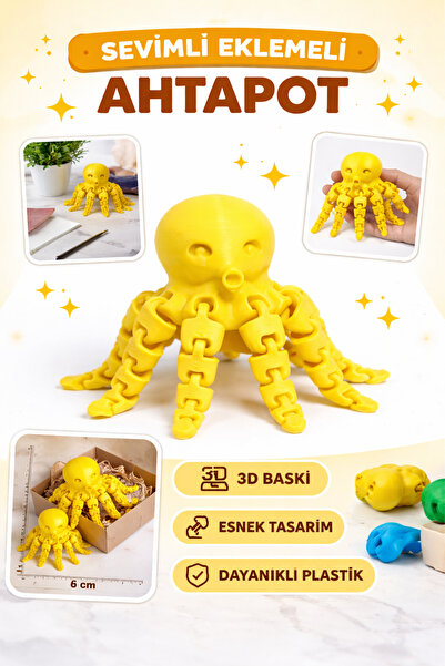 Şirin 3D Tasarım Dekoratif Mini Ahtapot Figürü | Renkli 3D Baskı Masa & Raf Süsü