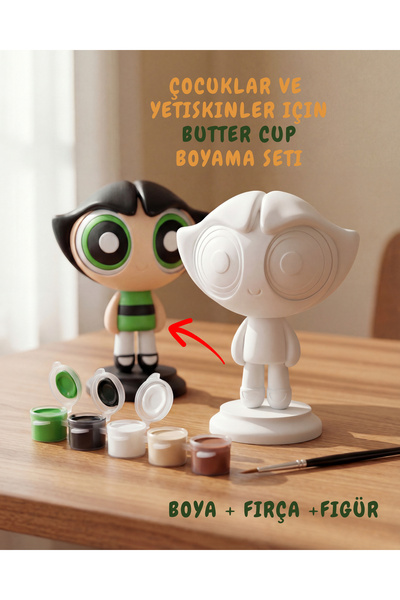 Genel Markalar Buttercup Powerpuff Girls Boyama Seti – Fırça ve Boyalar Dahil...