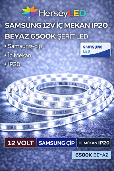 Samsung ŞERİT LED 12V 2835/60 LEDLİ BEYAZ İÇ MEKAN IP20 ( 5 Metre/ Paket )