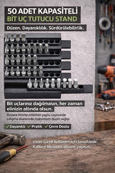 EVORADECO 50 Adet Kapasiteli Duvara Monte Bit Ucu Tutucu Stand – Tornavida & ...