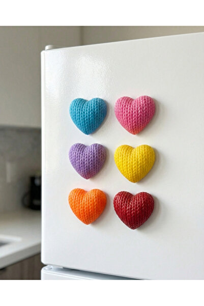 Kırcı Store Kalp Magnet, 6’lı Kalpli Magnet Buzdolabı Magnet Seti, Kalpler, B...