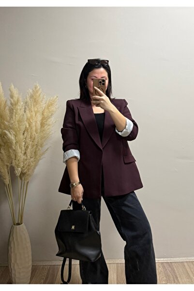 Vizon Collection Çizgi Detaylı Bordo Blazer