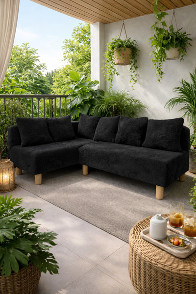 LOTUS PORT Köşe koltuk Krem Reng Peluş kumaş